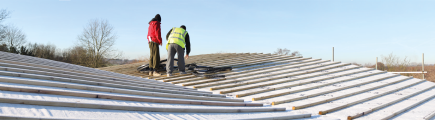 On the roof at Wings, Horsmonden, with Phil Simpson of Hawkes Architecture