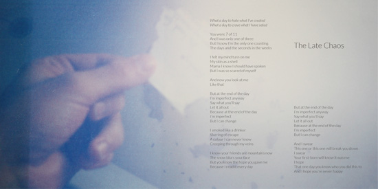 Artwork and lyrics for The Late Chaos, from the Archaeology booklet