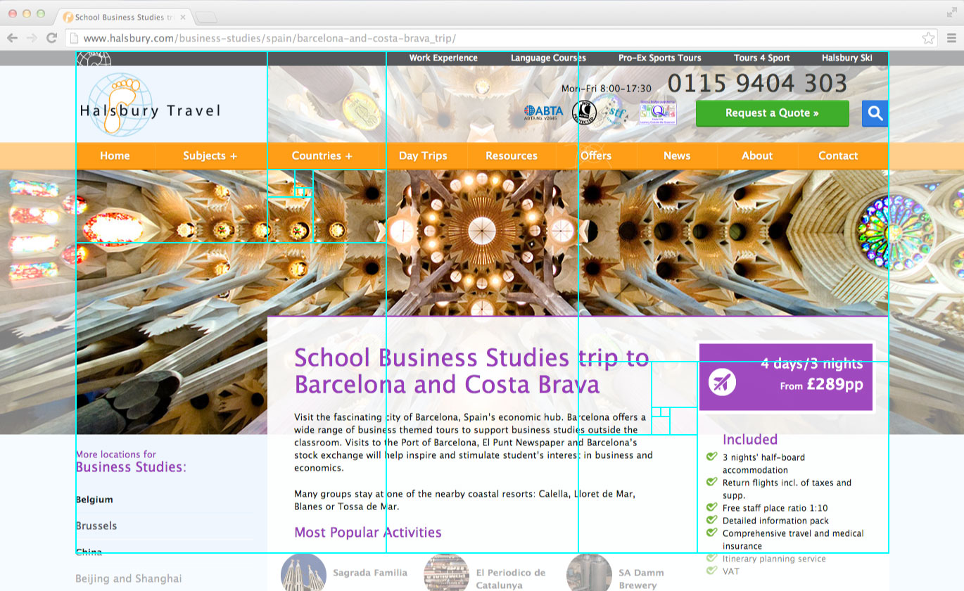 Halsbury Travel website - 2014 redesign screenshot